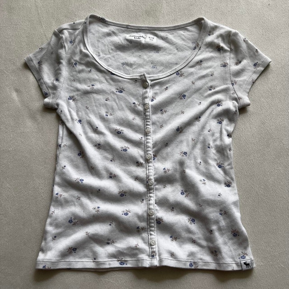 Abercrombie & Fitch Kids Quaint Cottagecore White Blue button down School